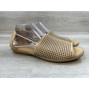 Earth Shelly Women's Sandal Slingback Flat Open Leather 10 Brown Comfort Shoes